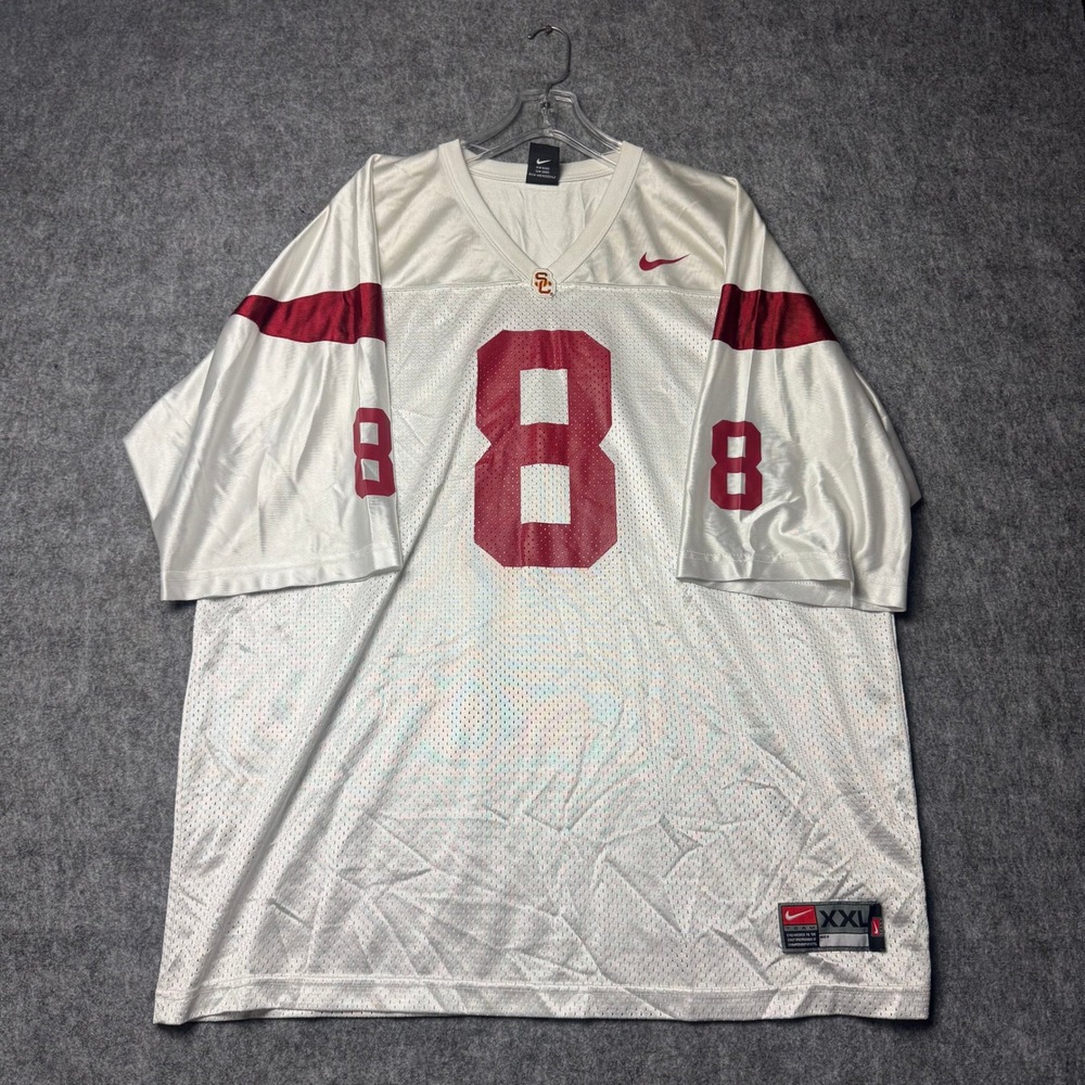 Vintage Y2K Nike Team USC Trojans #8 Football Jersey XXL Made In Korea White